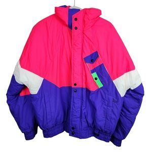 Vintage Vibrant Ski Jacket with Pink and Purple